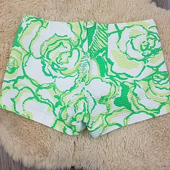 Vntg Lily Pulitzer green and white floral Lisa shorts 000 (xxs) - Picture 4 of 4